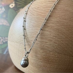 Gray Pearl Double strand Necklace with extension